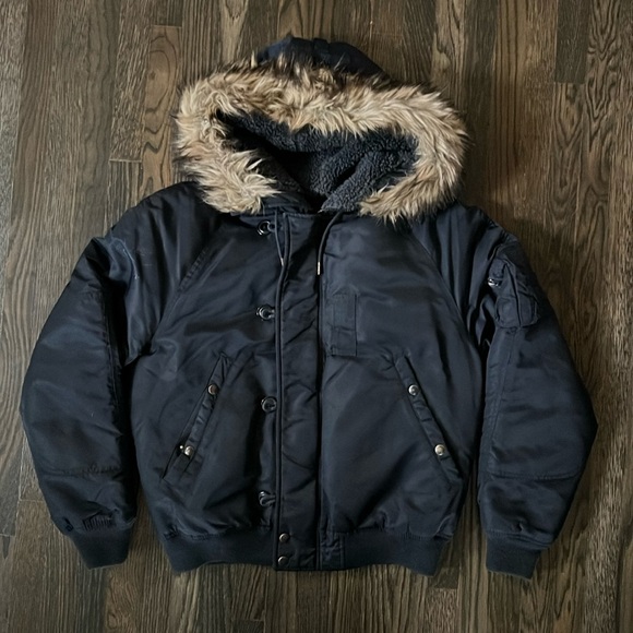 Polo Ralph Lauren Faux Fur-Trimmed Nylon-Shell Down Bomber Jacket - Picture 1 of 6